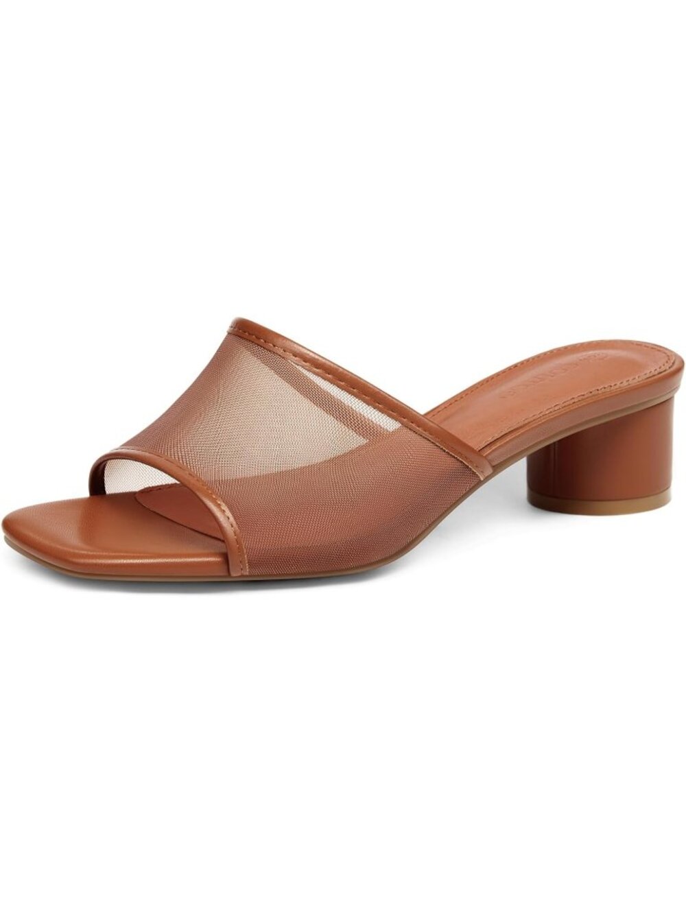 Women's Brown Comfortable Suitable Square Open Toe Chunky Heel Slide Sandals